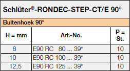Schlüter-RONDEC-STEP-CT/E 90°