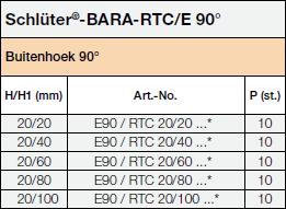 Schlüter®-BARA-RTC/E 90°